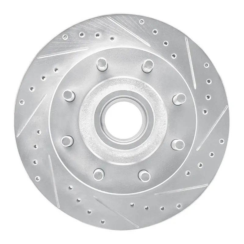 R1 95-04 Ford E-350 Econoline Front Right Drilled & Slotted Silver Brake Rotor 1