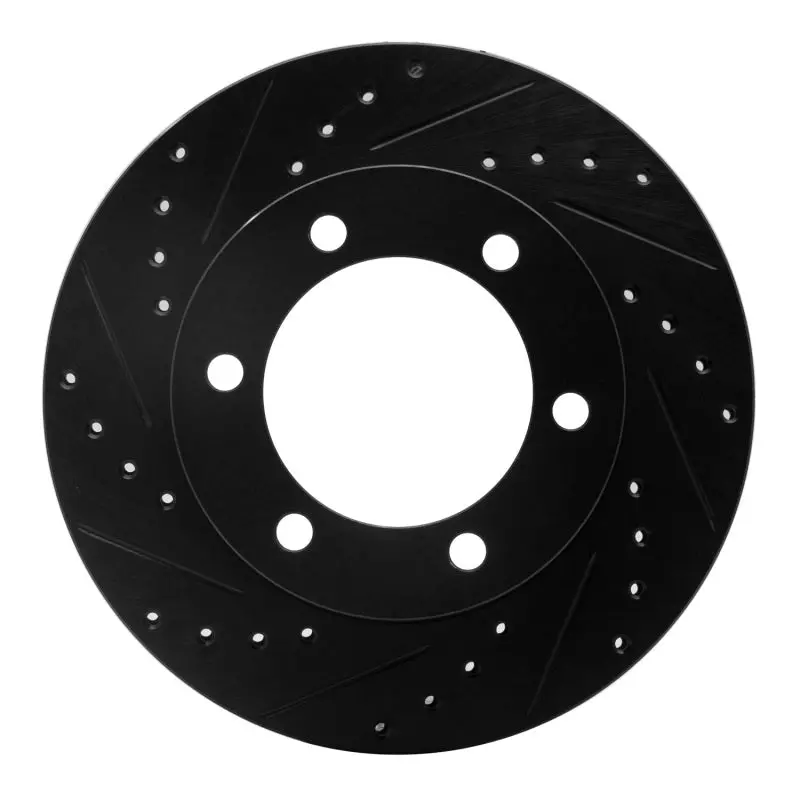 R1 95-04 Toyota Tacoma Front Left Drilled & Slotted Black Brake Rotor 1