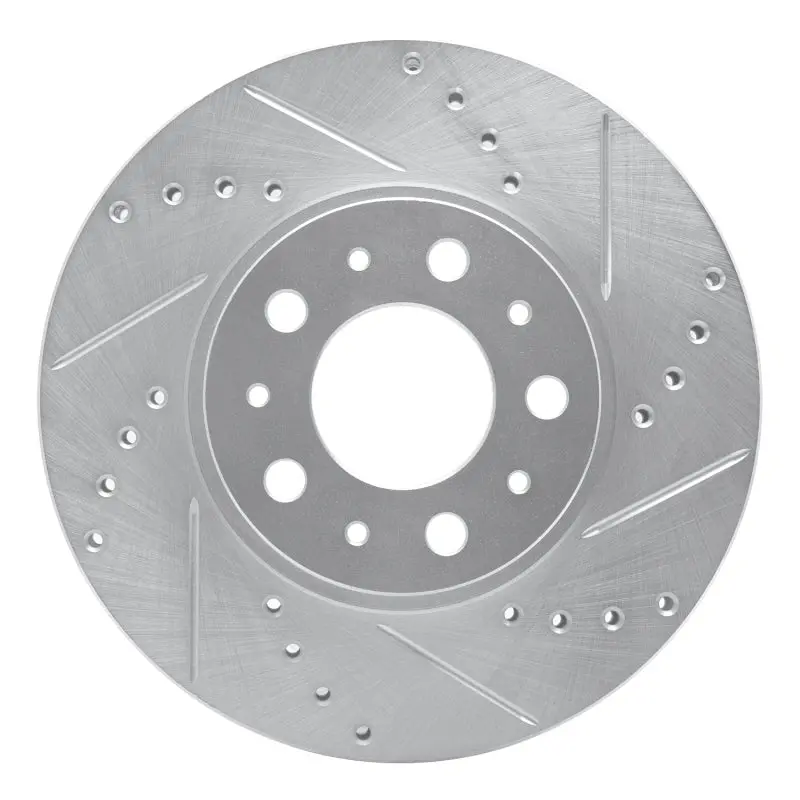 R1 95-04 Volvo 960 Front Right Drilled & Slotted Silver Brake Rotor 1