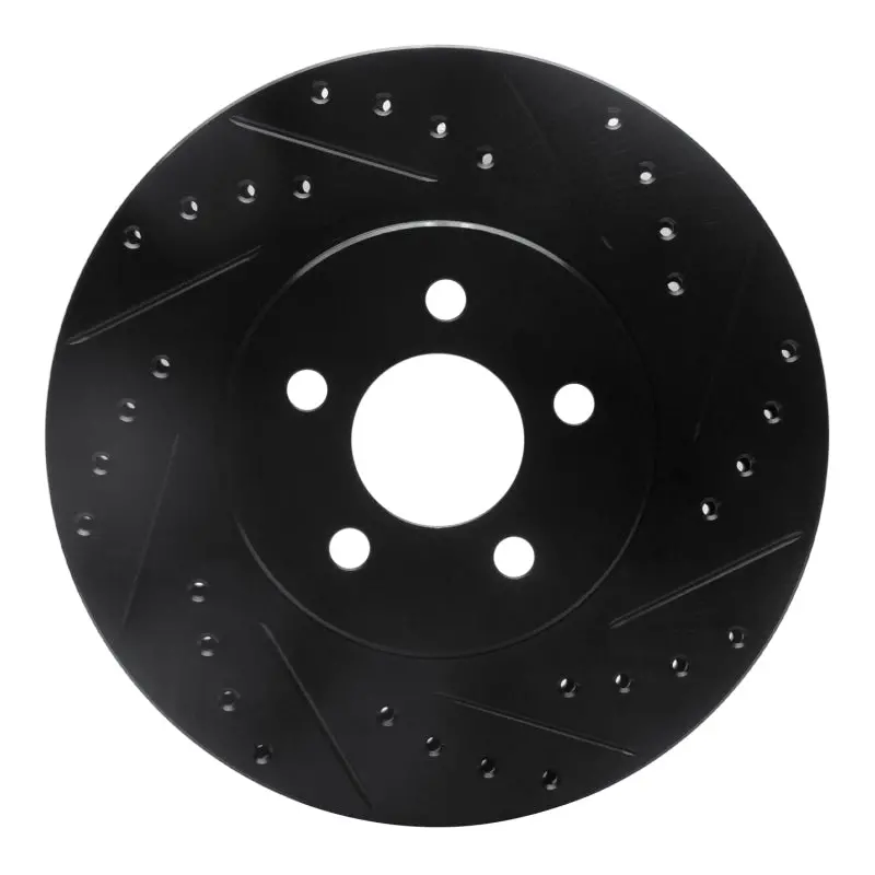 R1 95-06 Chrysler Cirrus Front Right Drilled & Slotted Black Brake Rotor 1