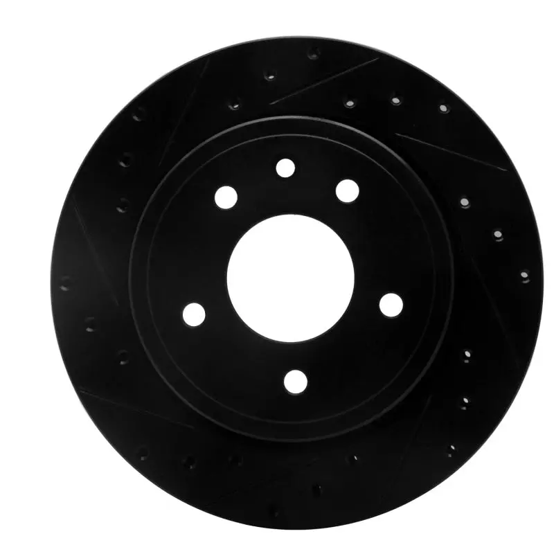 R1 95-06 Jaguar Xj8 Rear Left Drilled & Slotted Black Brake Rotor 1