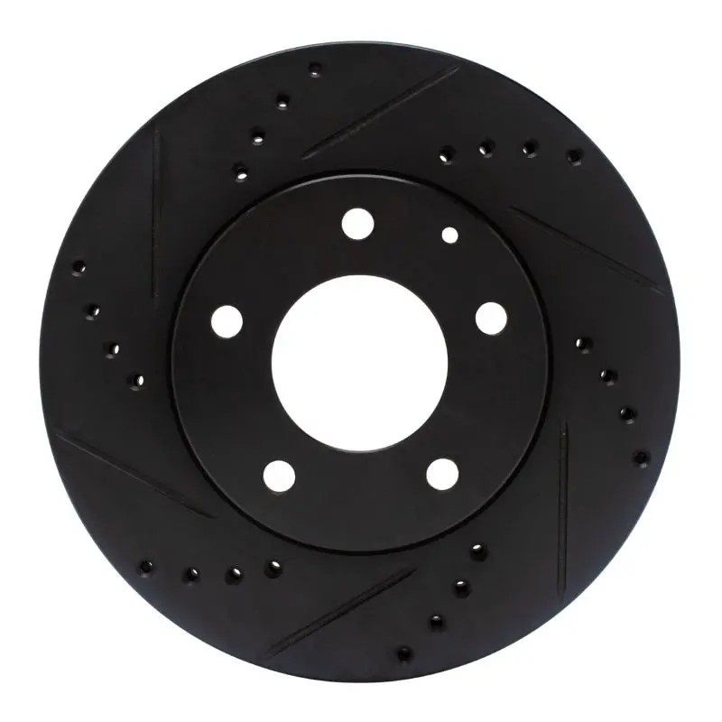 R1 95-06 Mazda Millenia Front Left Drilled & Slotted Black Brake Rotor 1