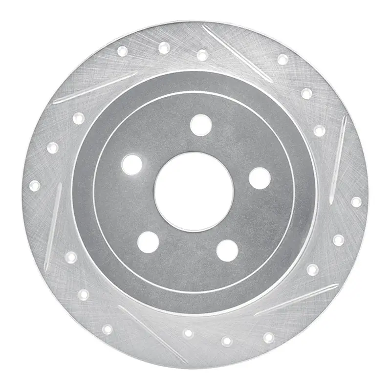 R1 95-07 Chrysler Pt Cruiser Rear Right Drilled & Slotted Silver Brake Rotor 1