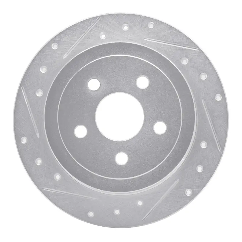 R1 95-07 Chrysler Sebring Rear Left Drilled & Slotted Silver Brake Rotor 1