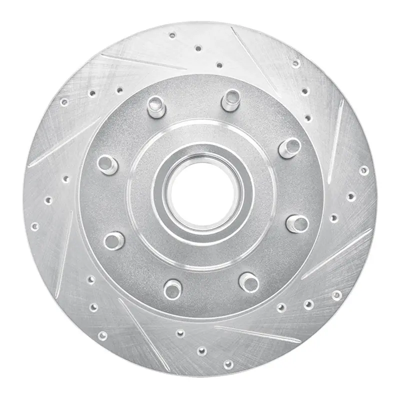 R1 95-07 Ford E-250 Econoline Front Right Drilled & Slotted Silver Brake Rotor 1