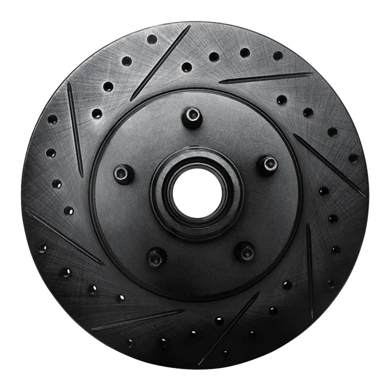 R1 95-11 Ford Explorer Front Left Drilled & Slotted Black Brake Rotor 1