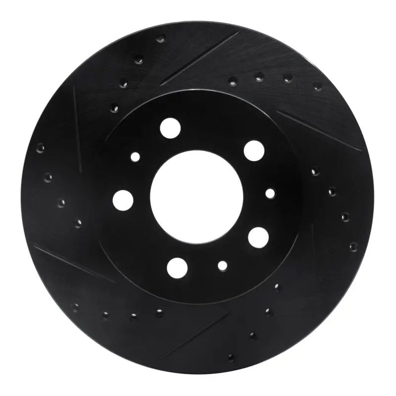 R1 95-97 Ford Crown Victoria Front Left Drilled & Slotted Black Brake Rotor 1