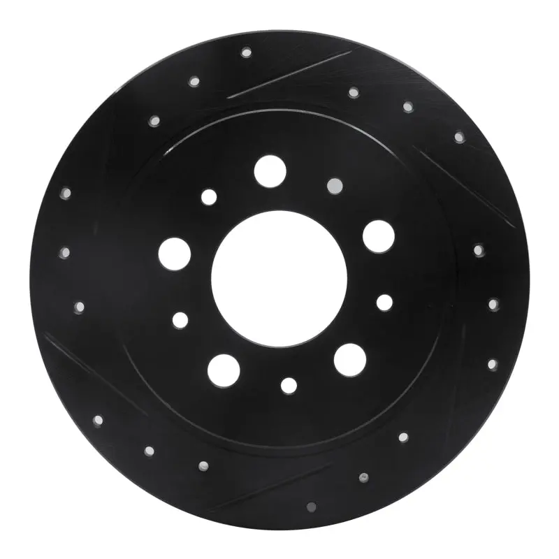R1 95-97 Volvo 960 Rear Left Drilled & Slotted Black Brake Rotor 1
