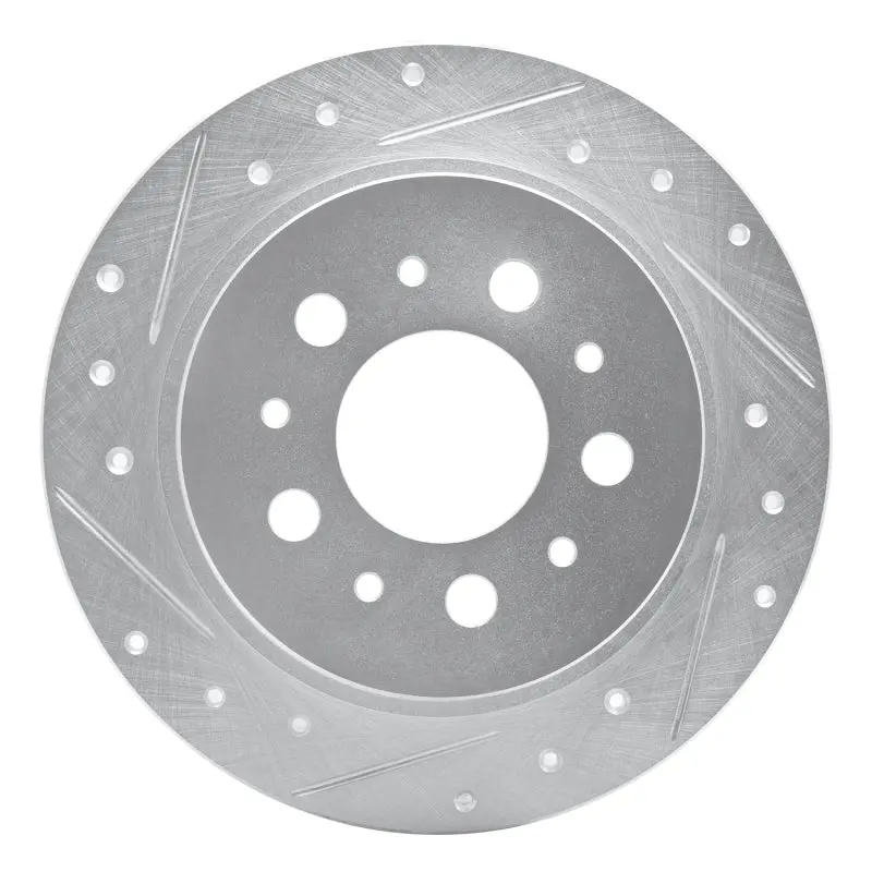 R1 95-97 Volvo 960 Rear Left Drilled & Slotted Silver Brake Rotor 1