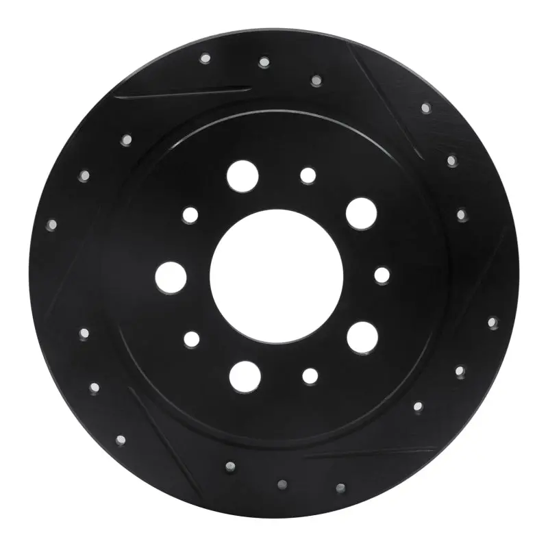 R1 95-97 Volvo 960 Rear Right Drilled & Slotted Black Brake Rotor 1