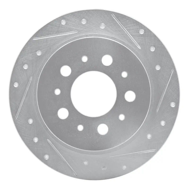 R1 95-97 Volvo 960 Rear Right Drilled & Slotted Silver Brake Rotor 1