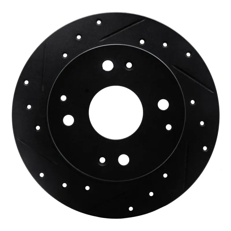 R1 95-98 Acura Tl Rear Left Drilled & Slotted Black Brake Rotor 1