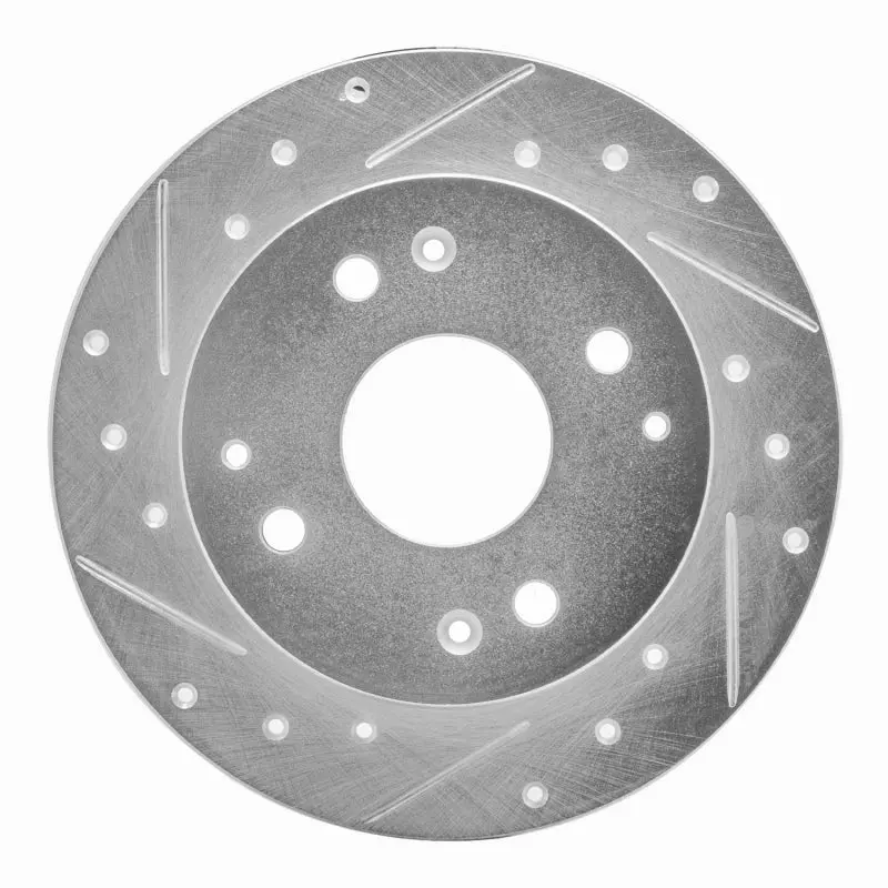 R1 95-98 Acura Tl Rear Left Drilled & Slotted Silver Brake Rotor 1