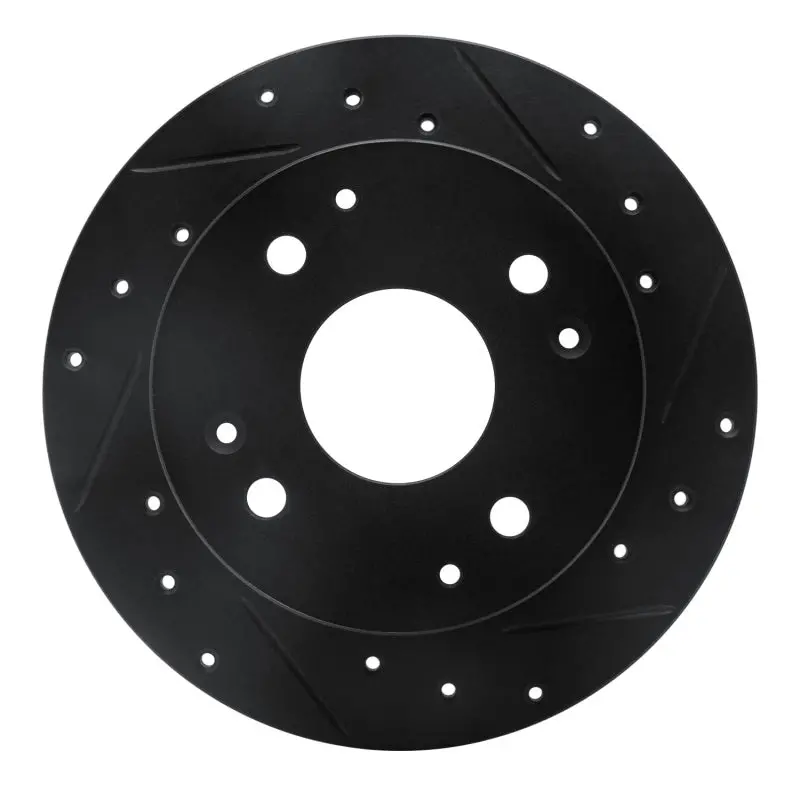 R1 95-98 Acura Tl Rear Right Drilled & Slotted Black Brake Rotor 1