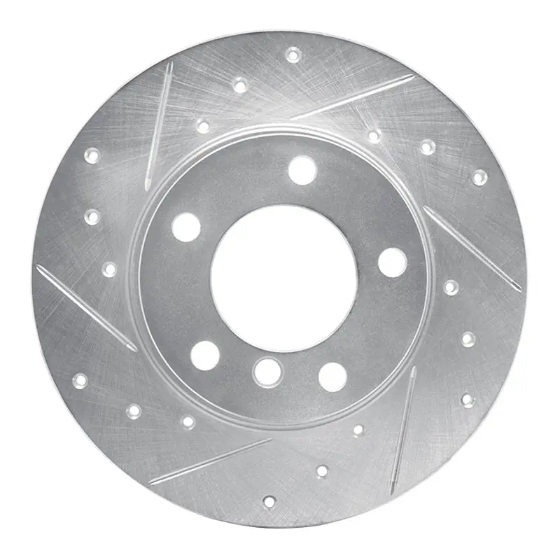 R1 95-98 Bmw 318Ti Front Left Drilled & Slotted Silver Brake Rotor 1