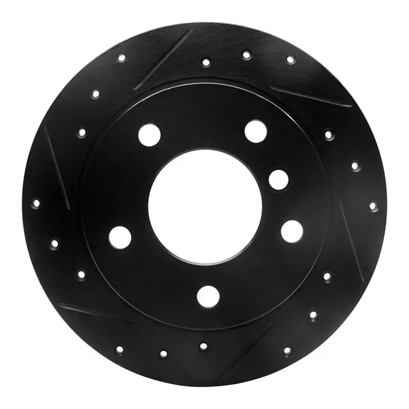 R1 95-99 Bmw 318Ti Rear Left Drilled & Slotted Black Brake Rotor 1