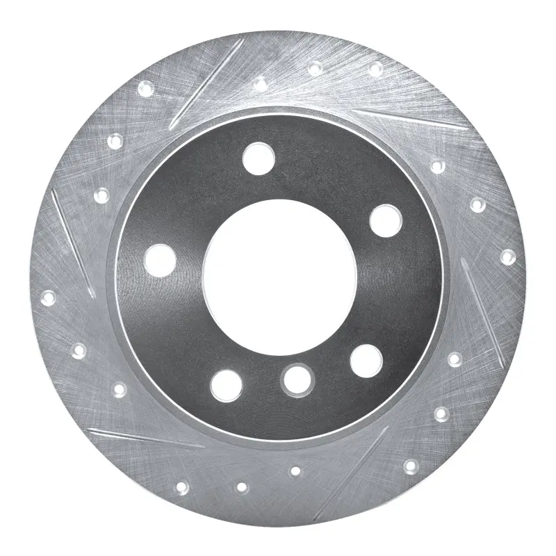 R1 95-99 Bmw 318Ti Rear Left Drilled & Slotted Silver Brake Rotor 1
