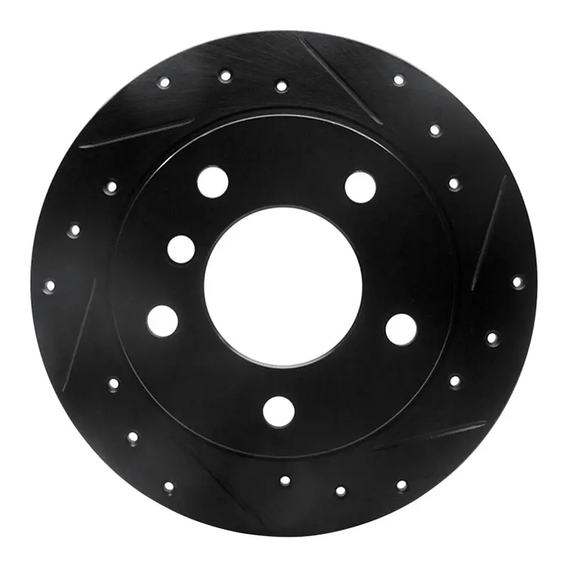 R1 95-99 Bmw 318Ti Rear Right Drilled & Slotted Black Brake Rotor 1