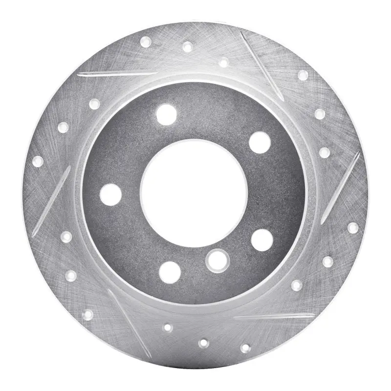 R1 95-99 Bmw 318Ti Rear Right Drilled & Slotted Silver Brake Rotor 1