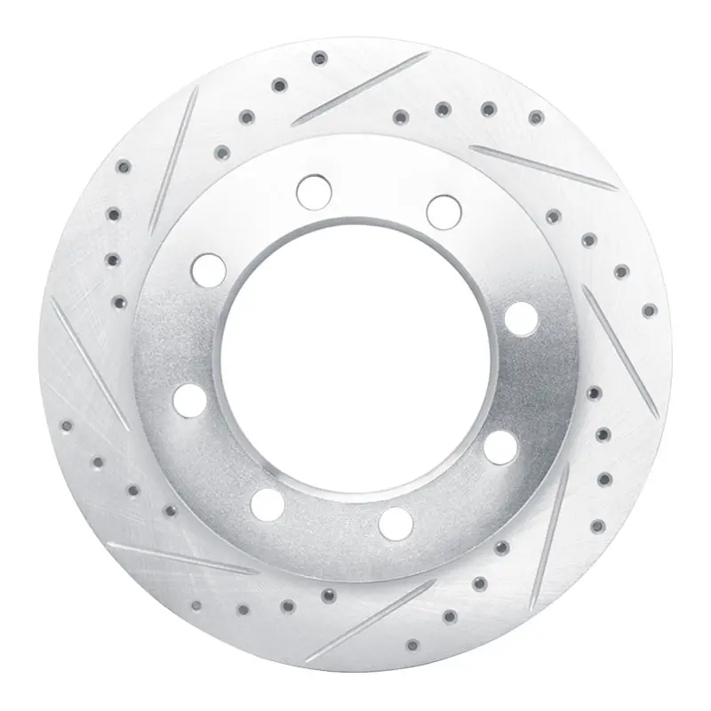 R1 95-99 Ford F-350 4Wd (Excl Super Duty) Front Left Drilled & Slotted Silver Brake Rotor 1