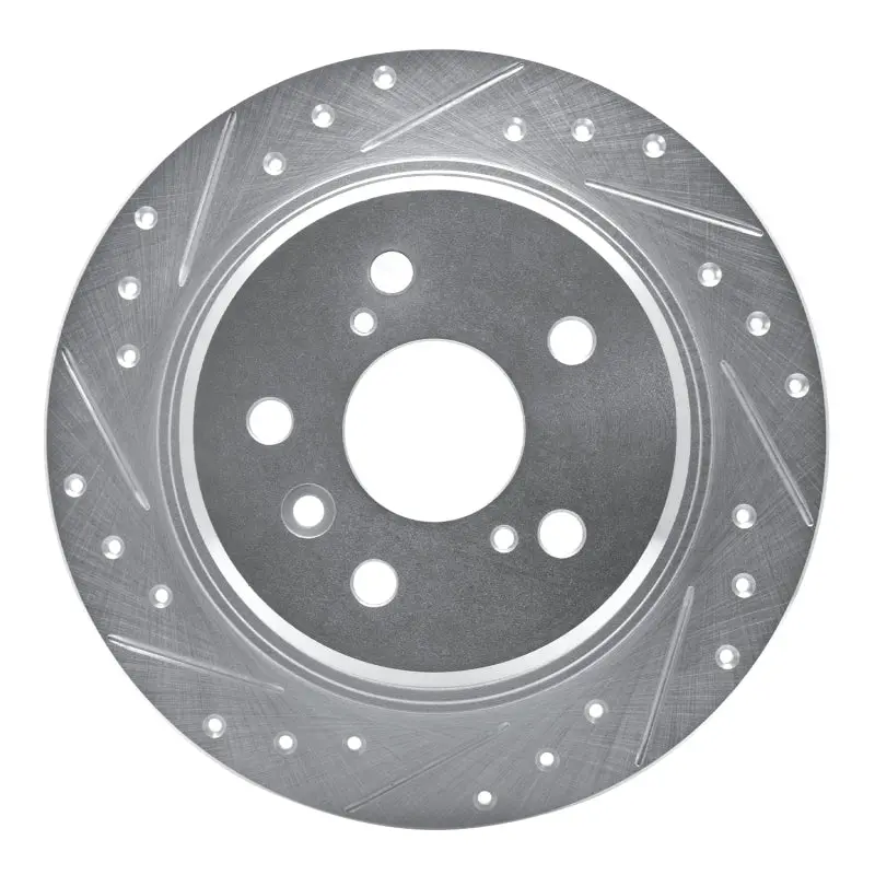 R1 95-99 Toyota Avalon Rear Left Drilled & Slotted Silver Brake Rotor 1