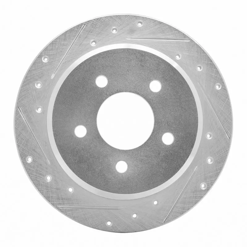 R1 96-02 Ford Crown Victoria Rear Left Drilled & Slotted Silver Brake Rotor 1