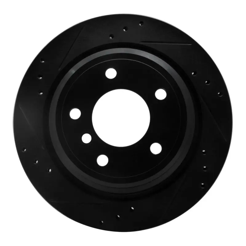 R1 96-03 Bmw 525I (Usa/Canada) Rear Left Drilled & Slotted Black Brake Rotor 1