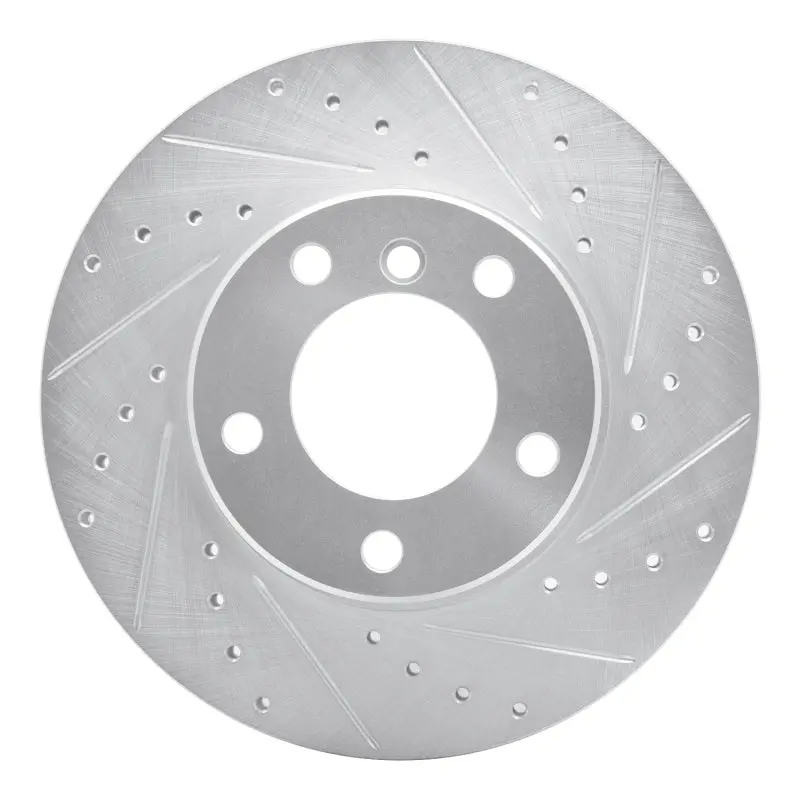 R1 96-03 Bmw 528I Front Right Drilled & Slotted Silver Brake Rotor 1