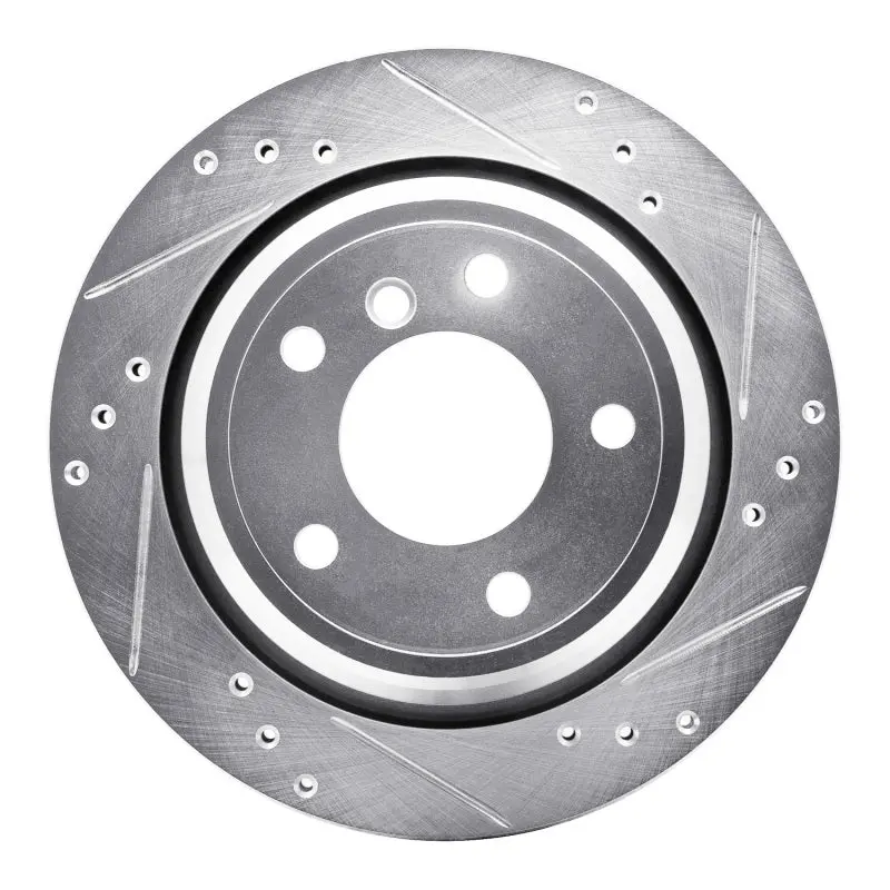 R1 96-03 Bmw 528I Rear Right Drilled & Slotted Silver Brake Rotor 1