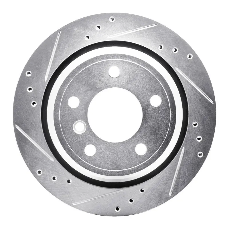 R1 96-03 Bmw 530I Rear Left Drilled & Slotted Silver Brake Rotor 1