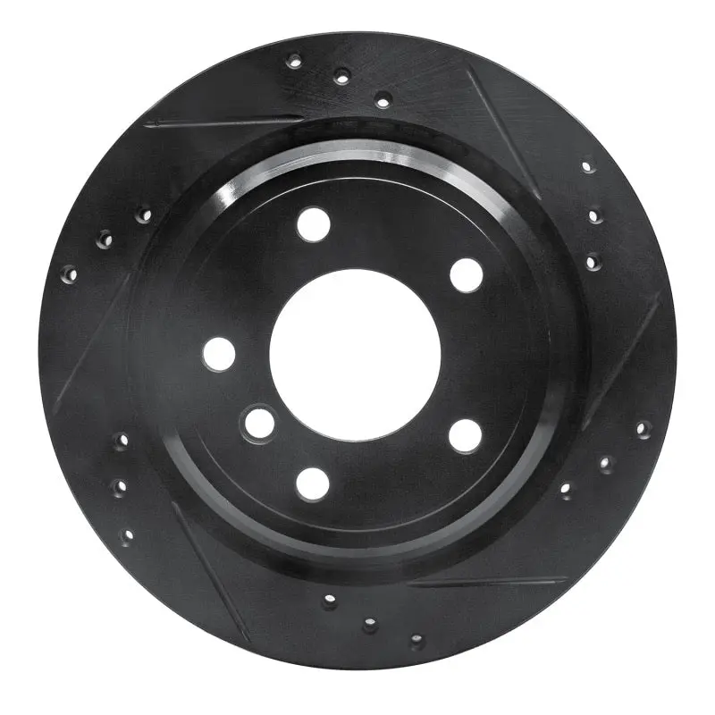 R1 96-03 Bmw 540I Rear Right Drilled & Slotted Black Brake Rotor 1