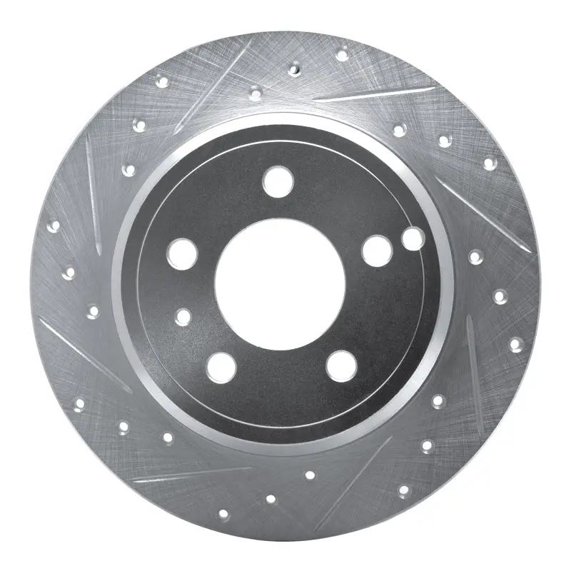 R1 96-04 Volvo 850 Rear Left Drilled & Slotted Silver Brake Rotor 1