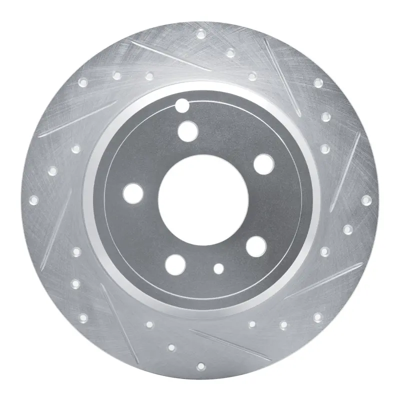 R1 96-04 Volvo C70 Rear Right Drilled & Slotted Silver Brake Rotor 1