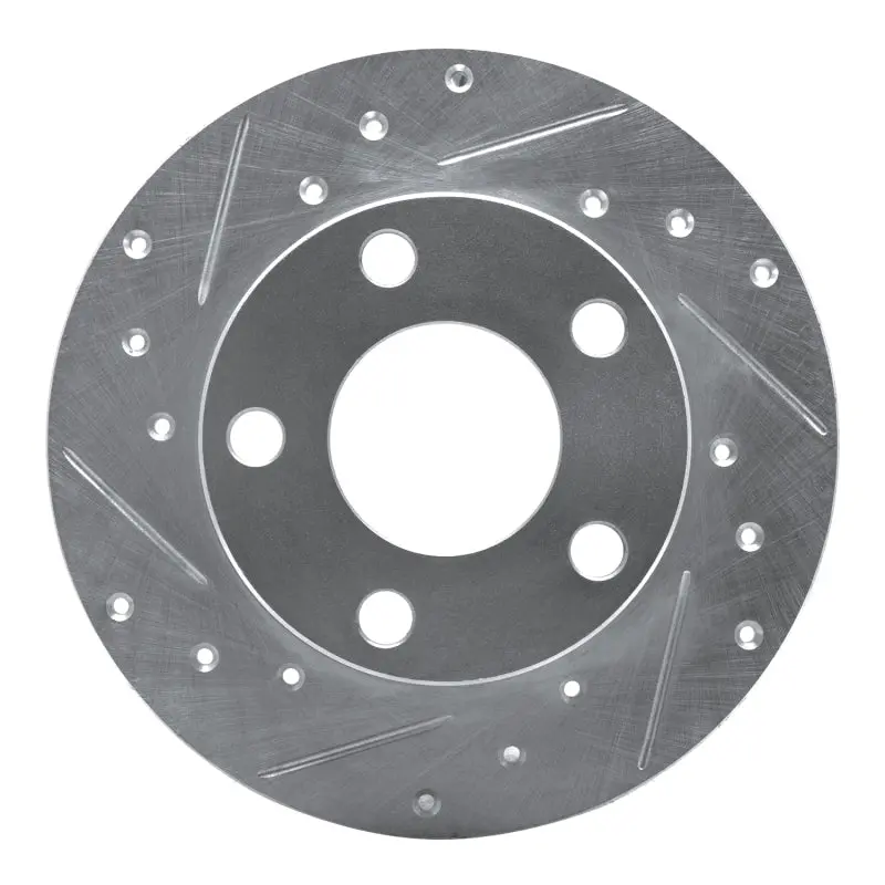 R1 96-05 Audi A4 Quattro Rear Left Drilled & Slotted Silver Brake Rotor 1