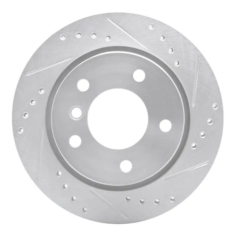 R1 96-05 Bmw 323Ci Rear Right Drilled & Slotted Silver Brake Rotor 1