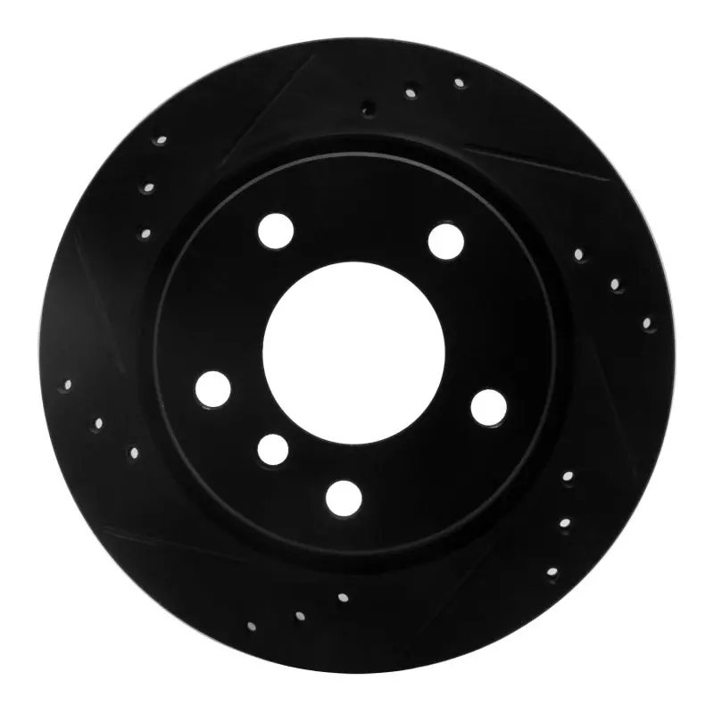 R1 96-05 Bmw 323I Rear Left Drilled & Slotted Black Brake Rotor 1