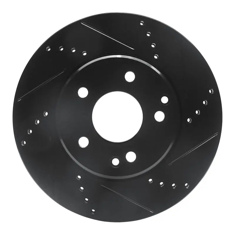 R1 96-15 Mercedes-Benz C280 Front Right Drilled & Slotted Black Brake Rotor 1