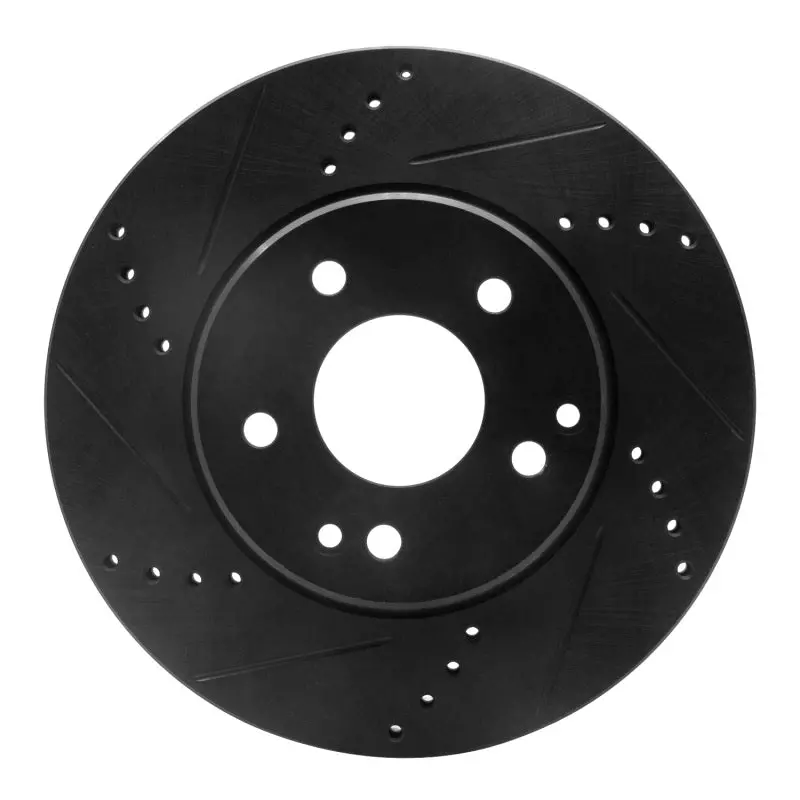 R1 96-15 Mercedes-Benz Slk230 Front Left Drilled & Slotted Black Brake Rotor 1
