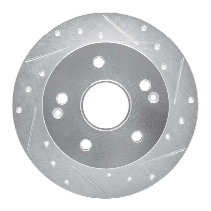 R1 96-98 Acura Tl Rear Right Drilled & Slotted Silver Brake Rotor 1