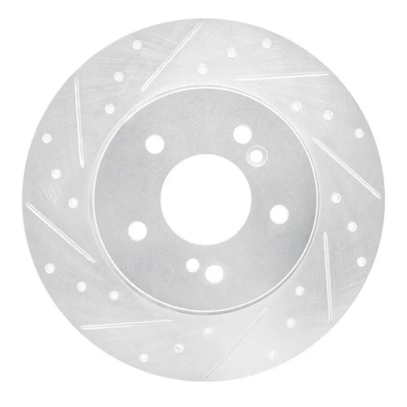 R1 96-98 Mercedes-Benz Sl320 Rear Left Drilled & Slotted Silver Brake Rotor 1