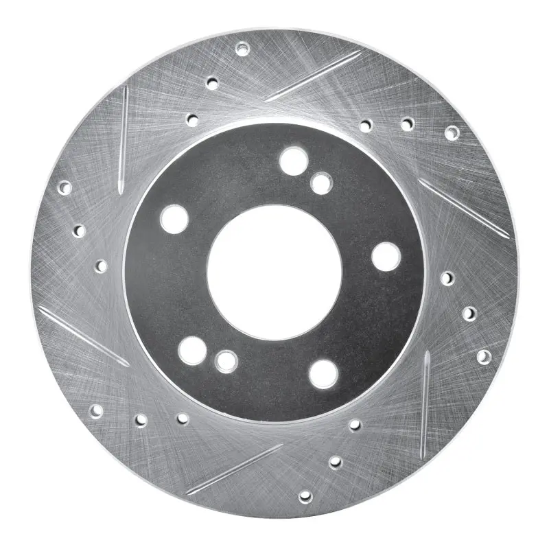 R1 96-98 Nissan 240Sx Front Left Drilled & Slotted Silver Brake Rotor 1