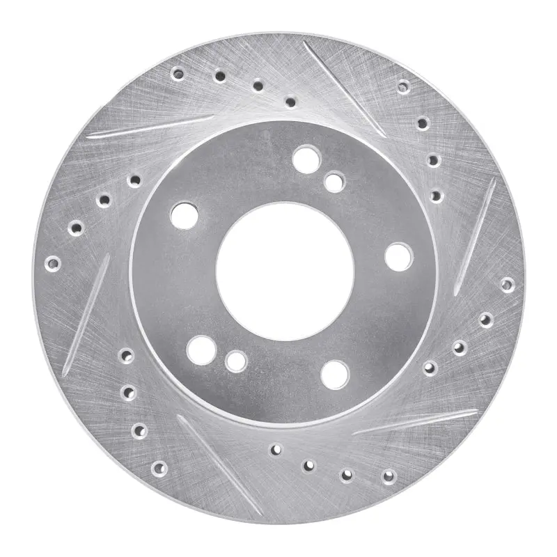 R1 96-98 Nissan 240Sx Front Right Drilled & Slotted Silver Brake Rotor 1