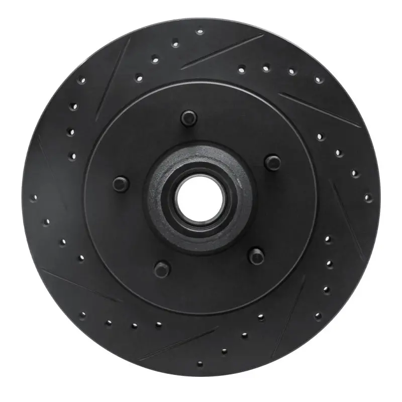 R1 97-00 Ford Expedition Front Left Drilled & Slotted Black Brake Rotor 1