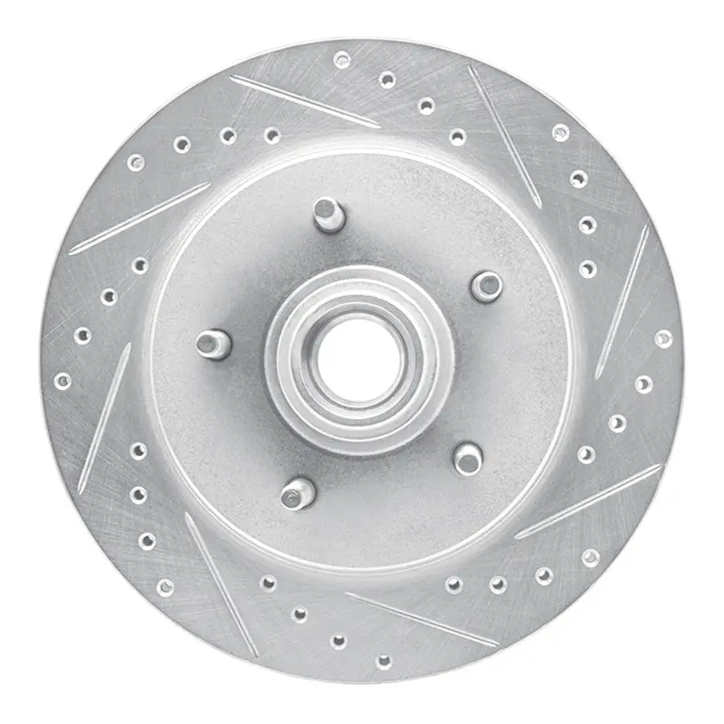 R1 97-00 Ford F-150 Rwd Front Right Drilled & Slotted Silver Brake Rotor 1