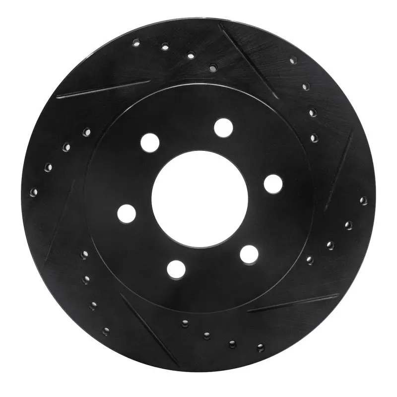 R1 97-02 Dodge Dakota 4Wd Front Right Drilled & Slotted Black Brake Rotor 1