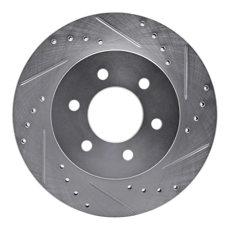 R1 97-02 Dodge Dakota 4Wd Front Right Drilled & Slotted Silver Brake Rotor 1
