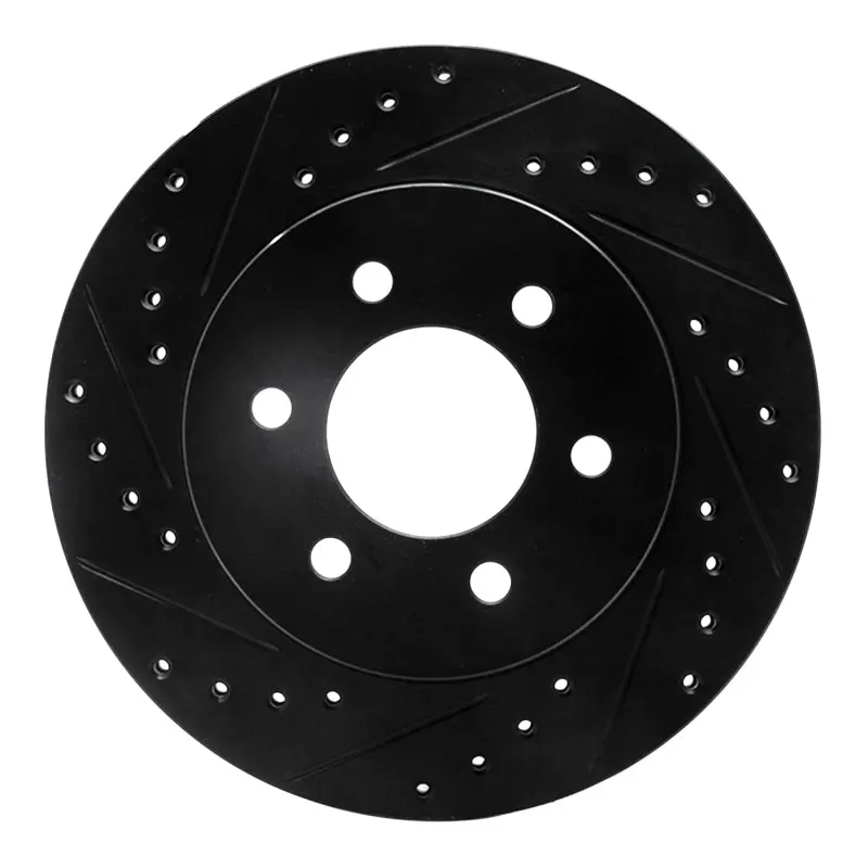 R1 97-02 Dodge Durango Front Left Drilled & Slotted Black Brake Rotor 1