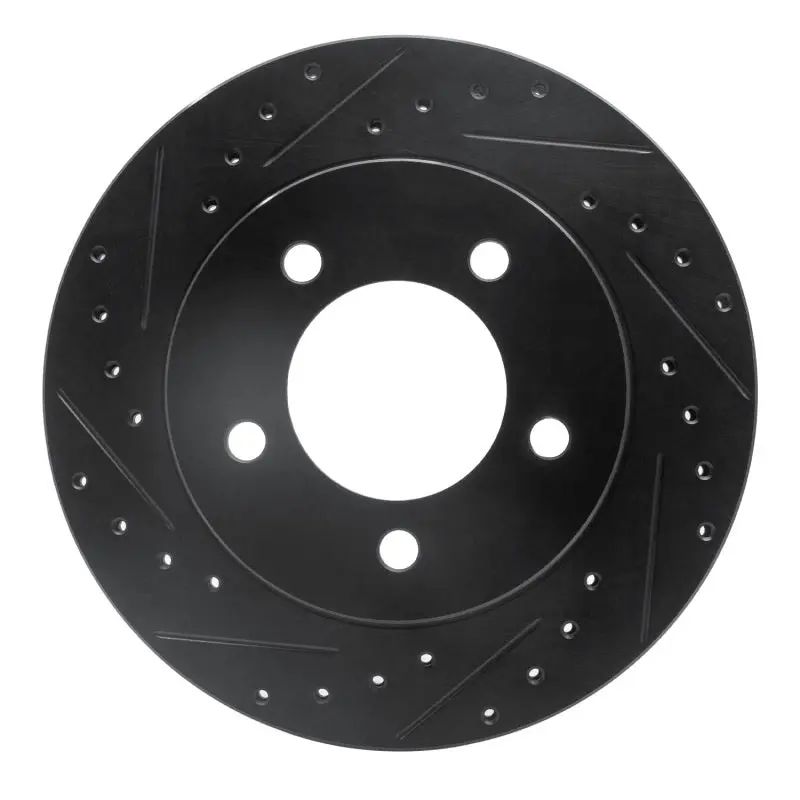 R1 97-02 Ford Expedition Front Left Drilled & Slotted Black Brake Rotor 1