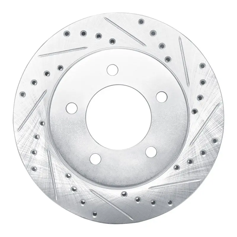 R1 97-02 Ford Expedition Front Right Drilled & Slotted Silver Brake Rotor 1