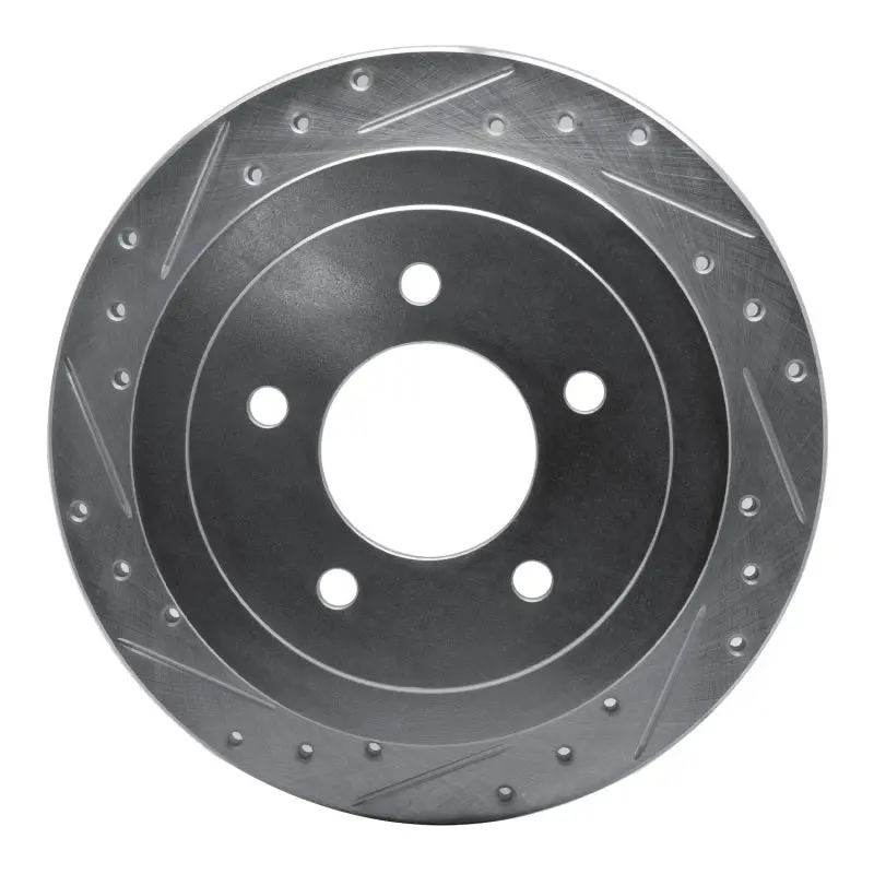 R1 97-04 Ford Expedition Rear Left Drilled & Slotted Silver Brake Rotor 1